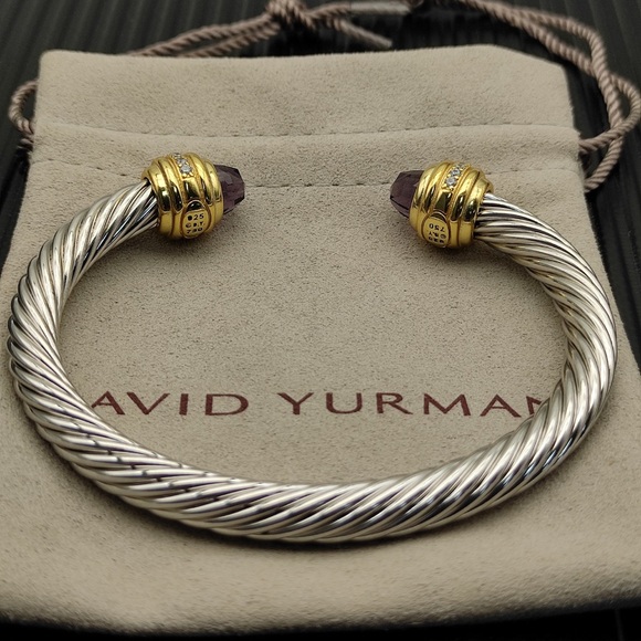 David Yurman Silver and Gold Bracelet with Purple Accents - Picture 1 of 9